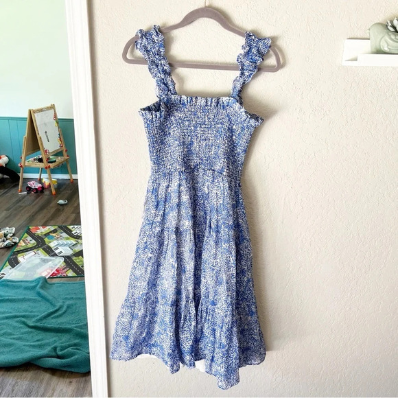 Amanda Uprichard Dress Size Small Adelene Midi Smocked Tiered Floral Cottagecore - Picture 3 of 10